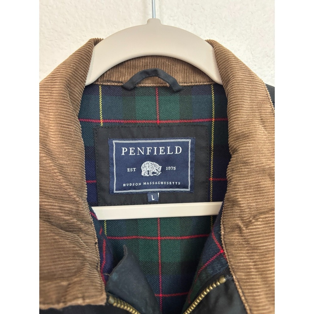 EUC Penfield Walpole Hudson Wax Cloth Field Jacket Men's L Black Corduroy Belted - Picture 4 of 14